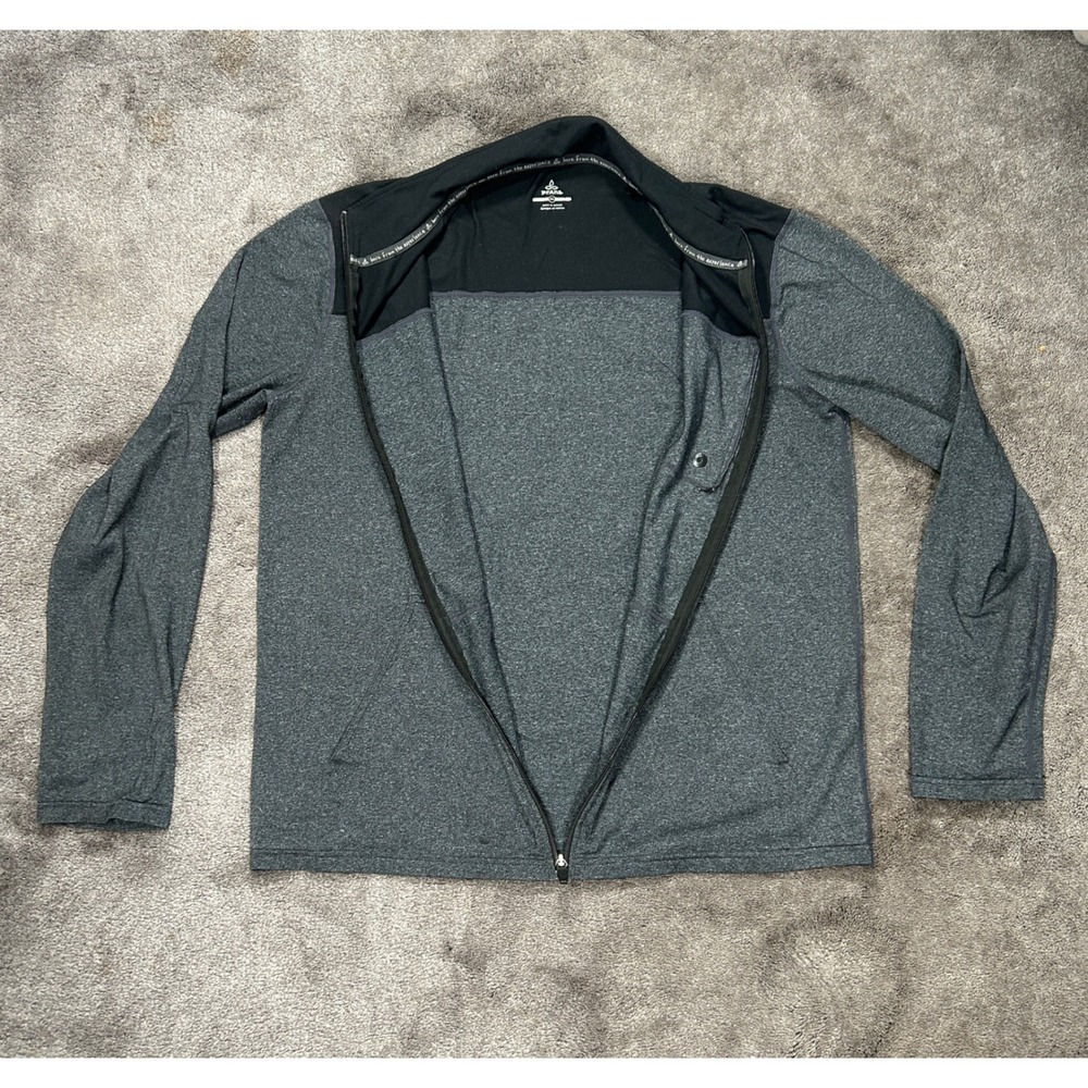 Prana Full Zip Jacket Mens XL Gray Black Colorblock Breathe Active Mock Neck - Picture 5 of 13